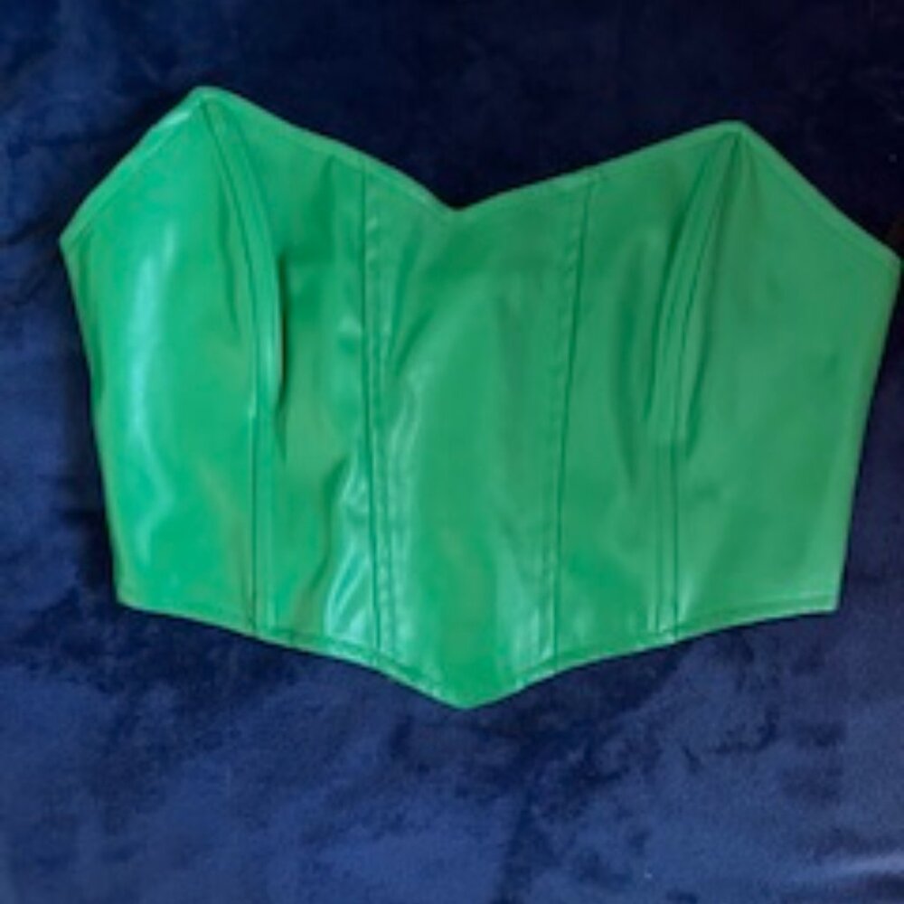 Green Strapless Princess Polly Corset Top With Back Zipper Closure US Size 6